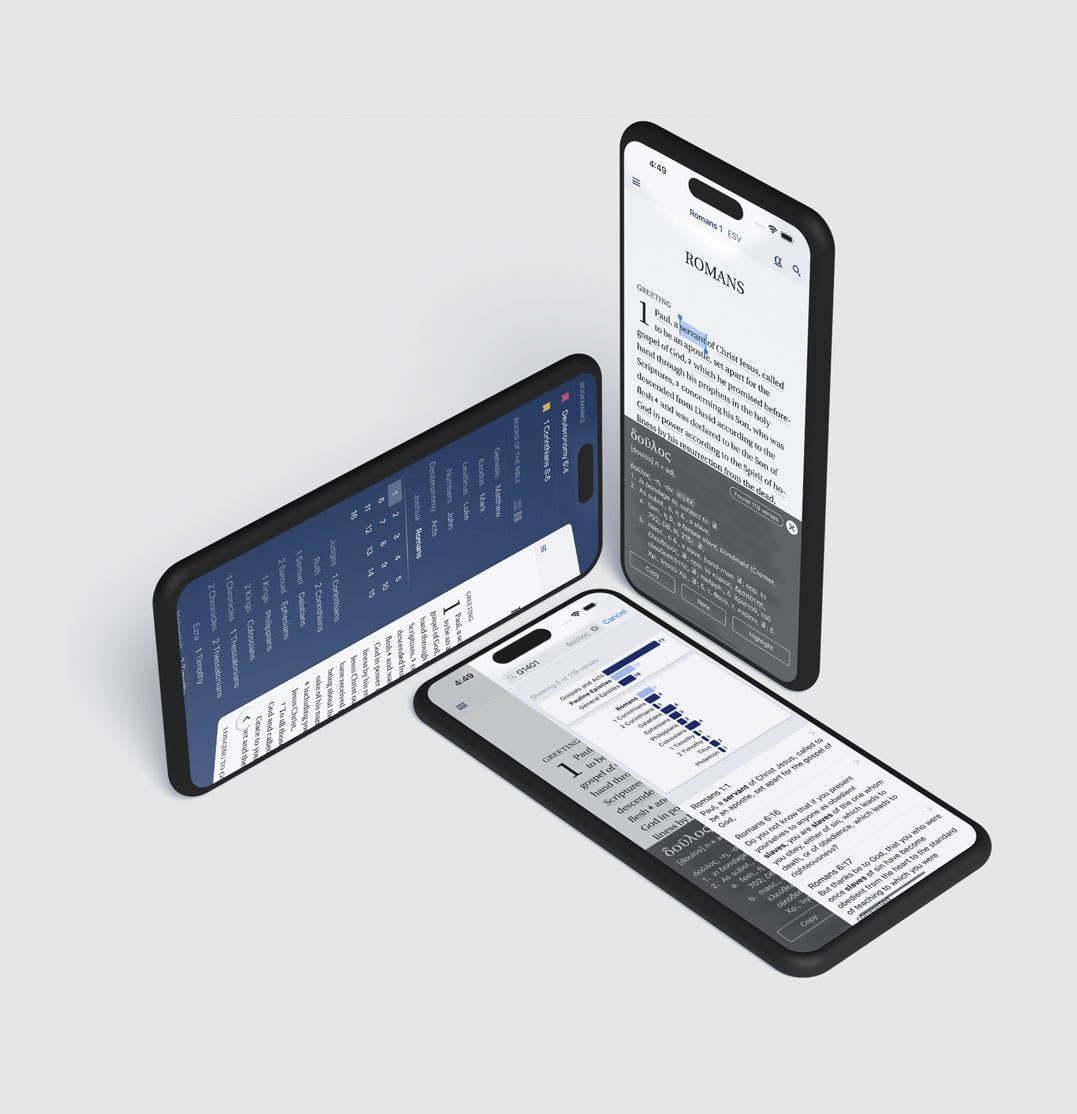 Literal Word Bible app shown on three iPhones